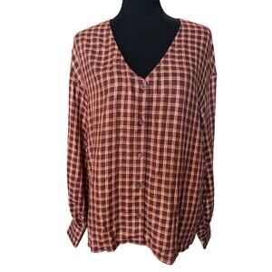 New ~ TREASURE & BOND NORDSTROM ~ Women's Multicolor Plaid Button-Up Shirt Sz M